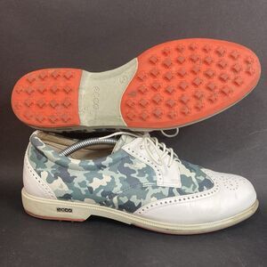 Ecco Oxford Wingtip Golf Shoes Women's Sz 40(US 9.5) White & Blue Camo Leather